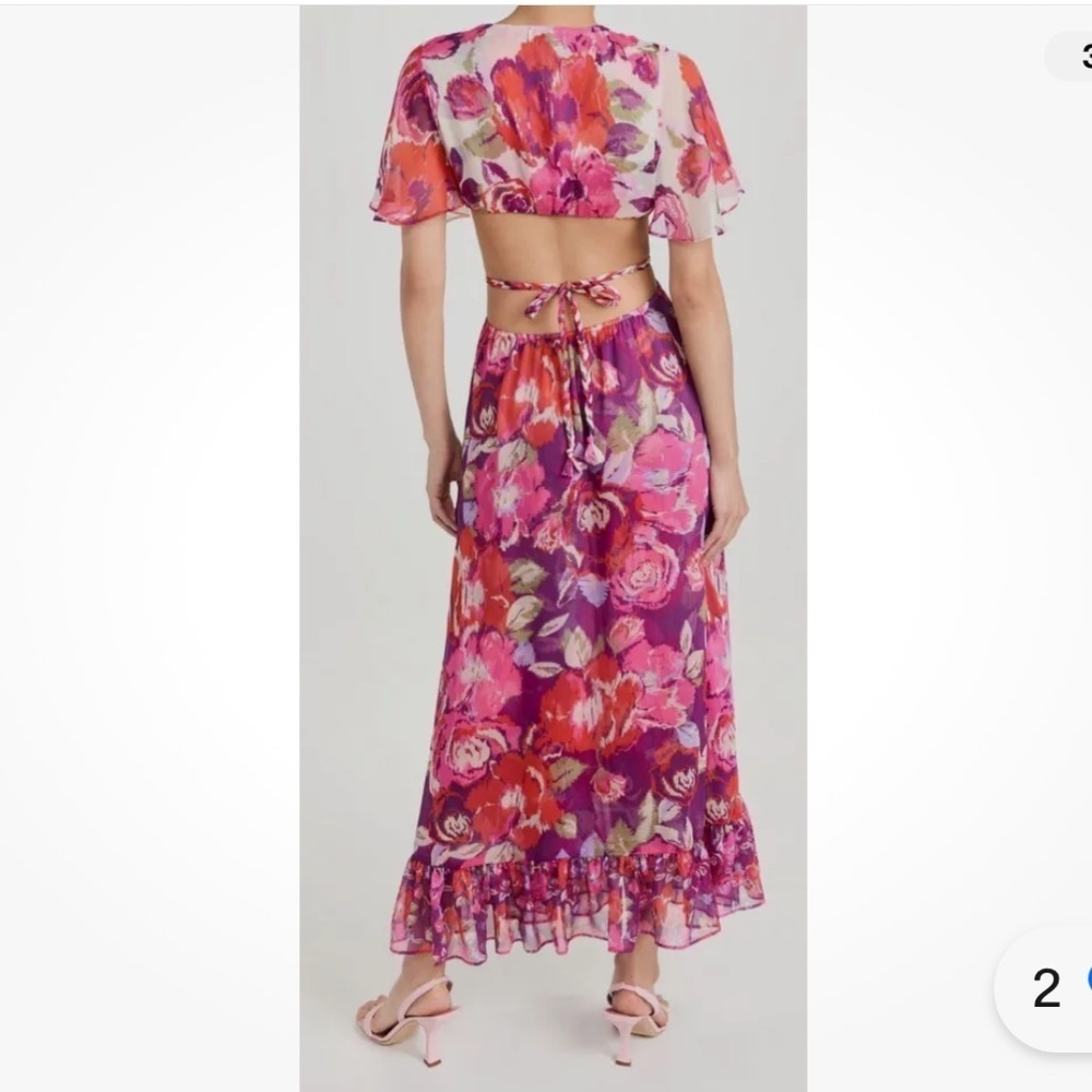 Misa Los Angeles Calista Floral Open-Back Maxi Dress M